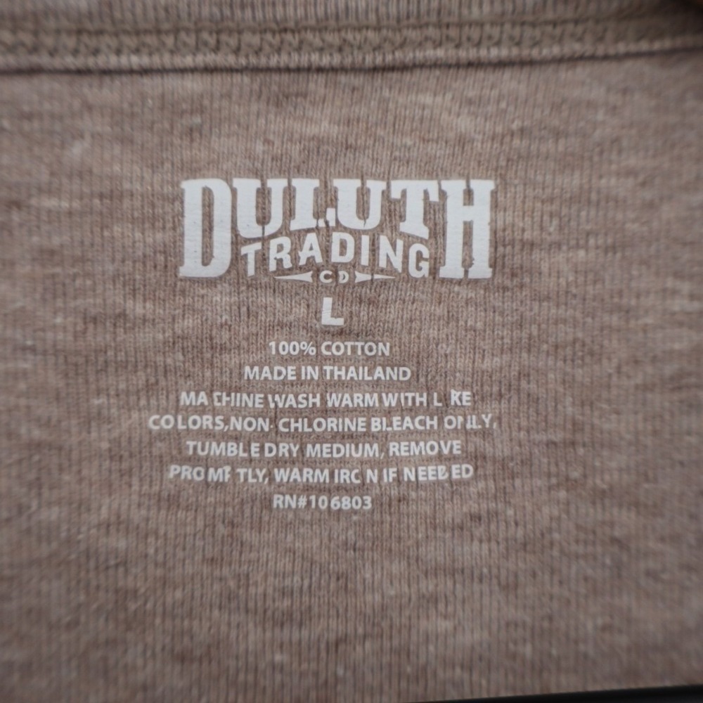 Duluth Trading T-Shirt Mens L Beige Kint Cotton Crew Neck Long Sleeve Pullover - Picture 3 of 6